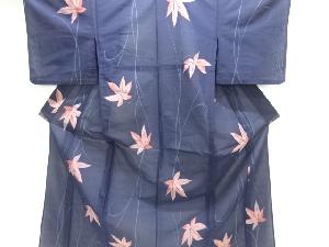 大正ロマン　紗楓模様織り出し着物